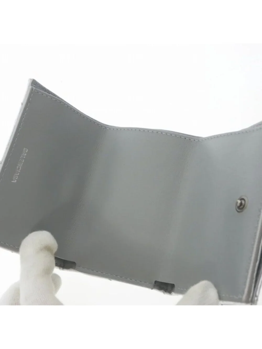 Balenciaga Crush Mini Trifold Wallet Compact Silver